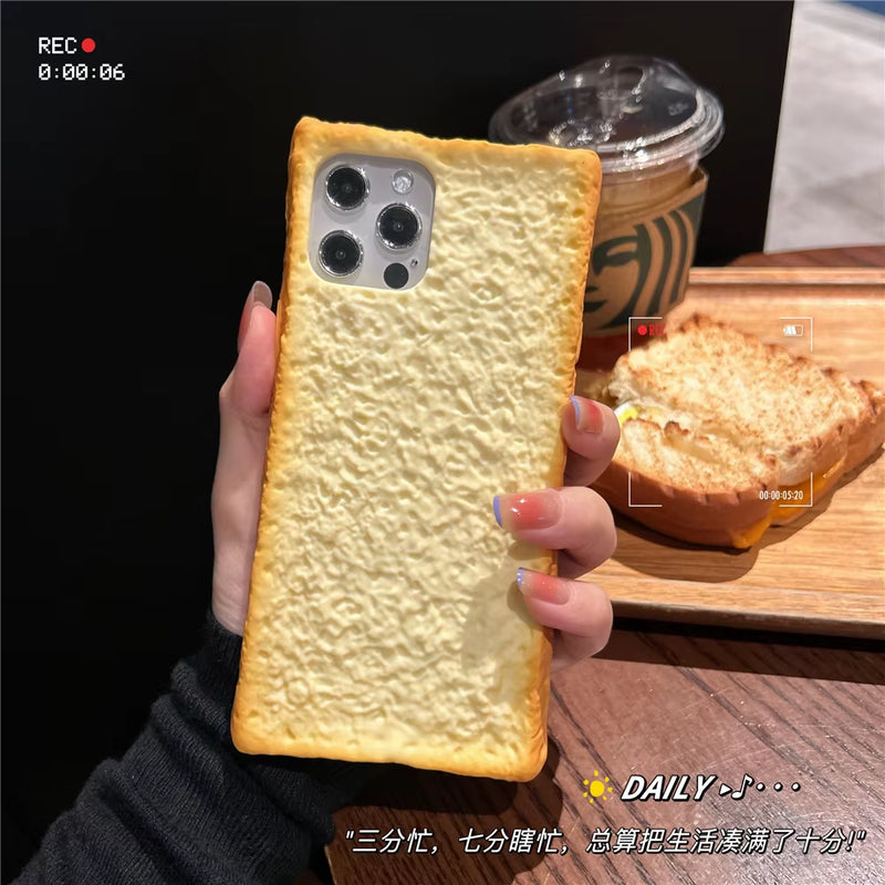 Delicious 3D Toast Bread Phone Case for Iphone 16Pro Max 15 14 13 12 11 Xs Xr 8Plus Cookie Egg Handle Holder Funny Cartton Cover