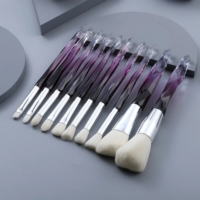 10 Piece Crystal Makeup Brushes Set