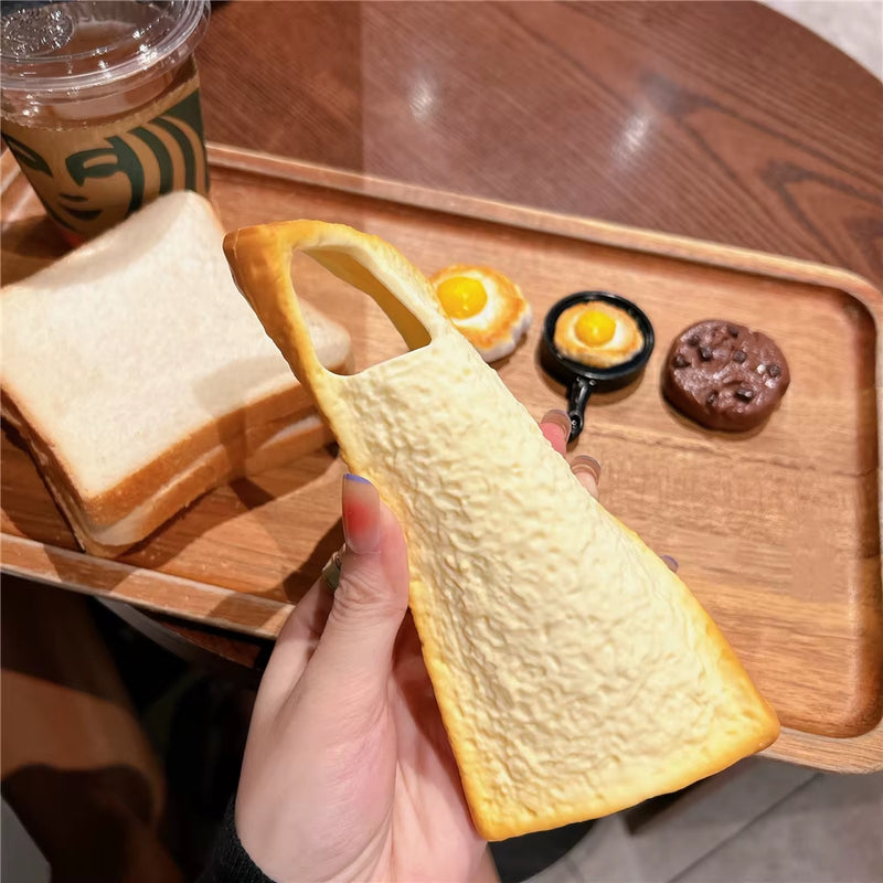 Delicious 3D Toast Bread Phone Case for Iphone 16Pro Max 15 14 13 12 11 Xs Xr 8Plus Cookie Egg Handle Holder Funny Cartton Cover