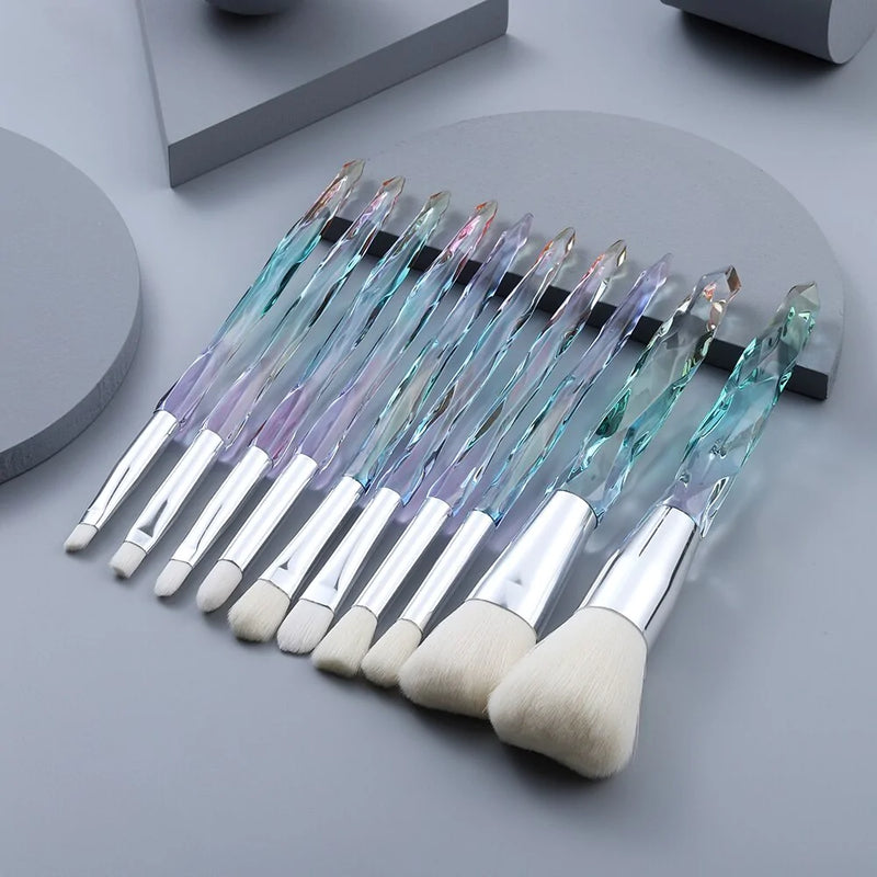 10 Piece Crystal Makeup Brushes Set