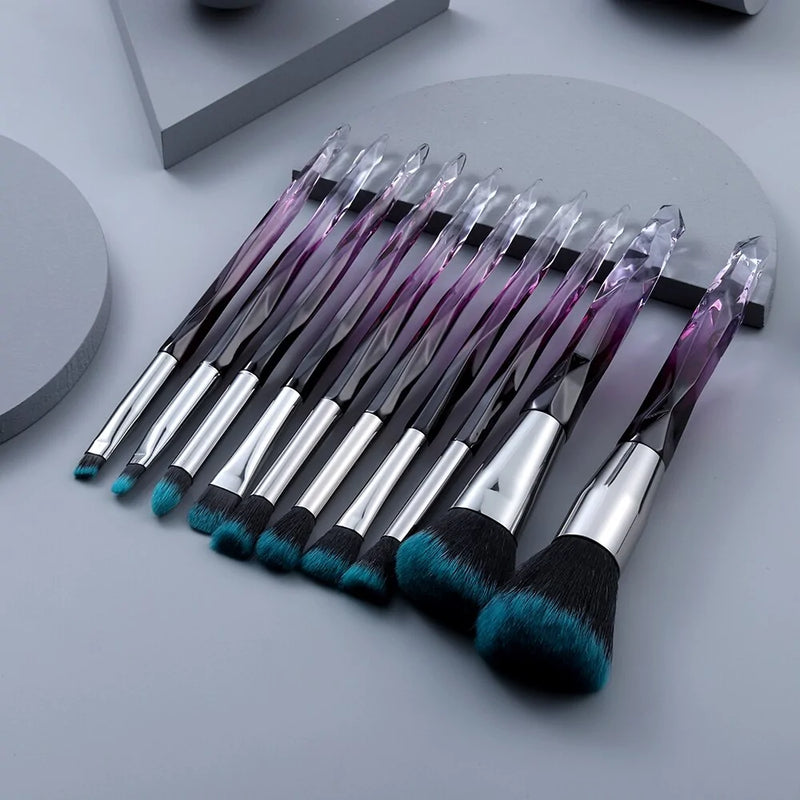 10 Piece Crystal Makeup Brushes Set