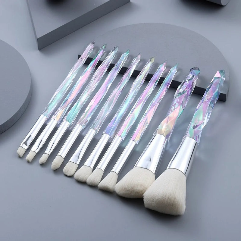 10 Piece Crystal Makeup Brushes Set